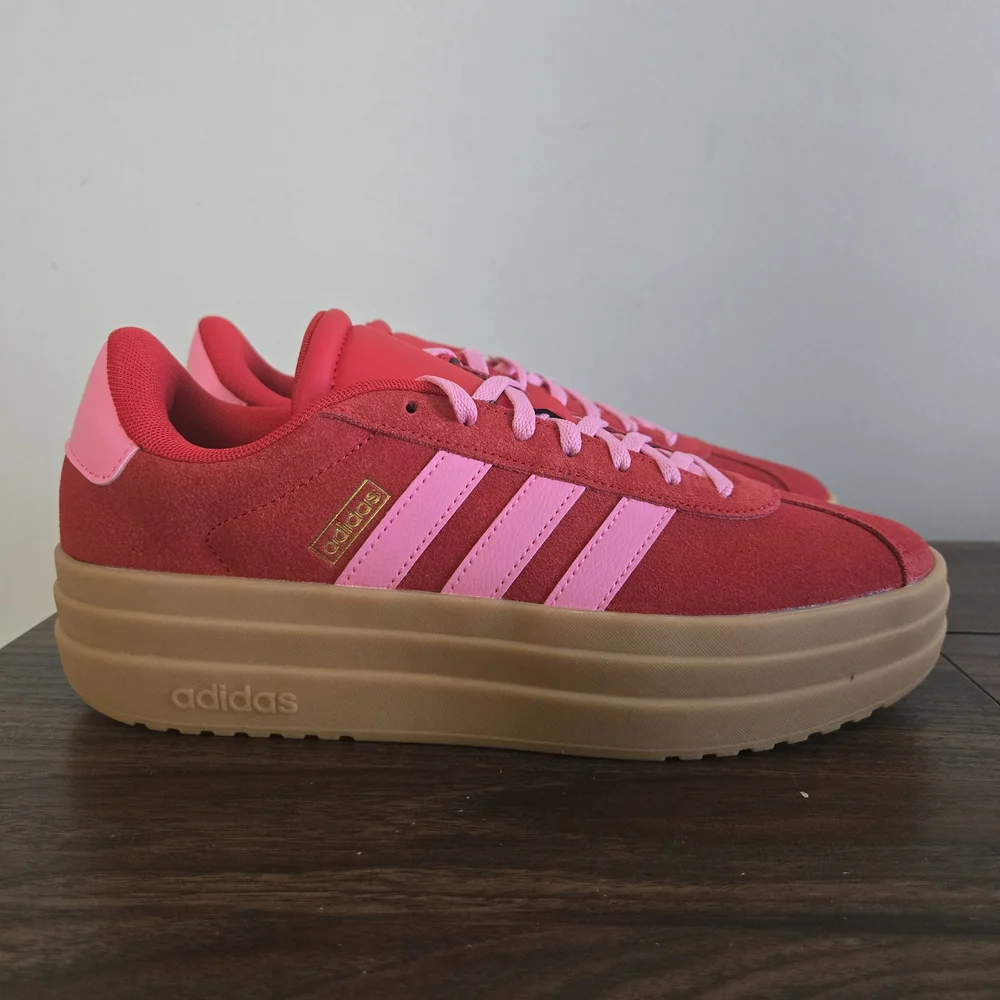 Adidas VL Court Bold Sneakers Kids Size 7 Red Pink Platform Shoes JQ1711